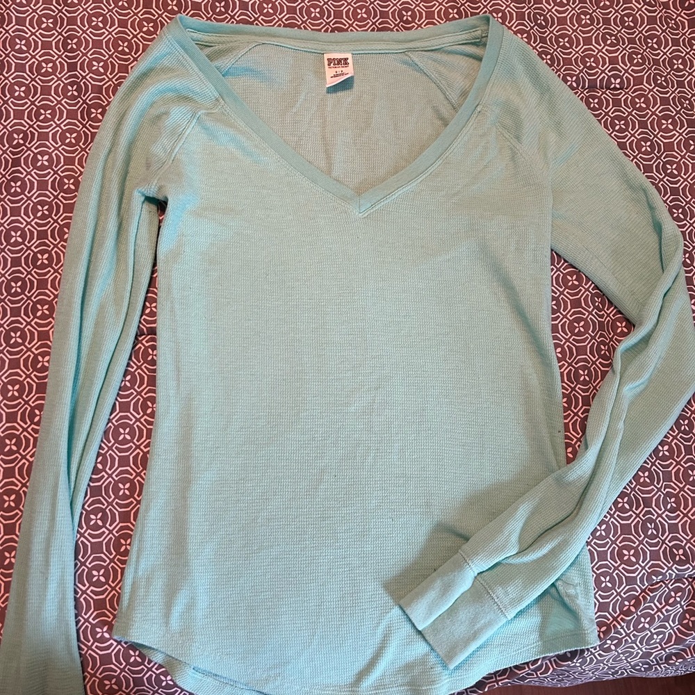 Henley long sleeve shirt with a v neck by Pink from Victoria secret